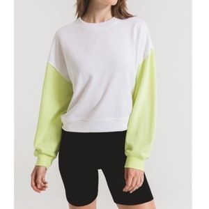 Z Supply Colorblock Neon Sleeve Crewneck M